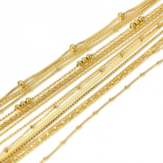 Picture of Eco-friendly Vacuum Plating 304 Stainless Steel Link Chain Necklace For DIY Jewelry Making 18K Real Gold Plated