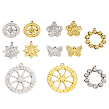 1 Stück 304 Edelstahl Stilvoll Charms Schmetterling Bunt Punkt