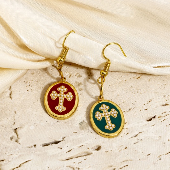 Picture of 304 Stainless Steel Religious Charms Gold Plated Multicolor Rectangle Virgin Mary Enamel