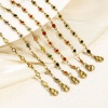 Picture of Eco-friendly Vacuum Plating 304 Stainless Steel Handmade Link Chain Bracelets 18K Gold Plated Heart Double-sided Enamel 17cm(6 6/8") long