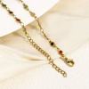 Picture of Eco-friendly Vacuum Plating 304 Stainless Steel Handmade Link Chain Bracelets 18K Gold Plated Heart Double-sided Enamel 17cm(6 6/8") long