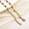 Imagen de 1 Unidad Enchapado al Vacío Ecológico 304 Acero Inoxidable día de San Valentín Cadena de Eslabones Hechos a Mano Pulseras Chapado en Oro de 18K Corazón Esmalte de Doble Cara 16.5cm longitud