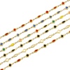 Picture of 1 M Vacuum Plating 304 Stainless Steel Double-sided Enamel Handmade Link Chain For Handmade DIY Jewelry Making Findings Geometric 18K Gold Plated 6mm