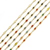 Picture of 1 M Vacuum Plating 304 Stainless Steel Double-sided Enamel Handmade Link Chain For Handmade DIY Jewelry Making Findings Rhombus 18K Gold Plated 4mm