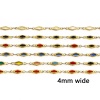 Picture of 1 M Vacuum Plating 304 Stainless Steel Double-sided Enamel Handmade Link Chain For Handmade DIY Jewelry Making Findings Rhombus 18K Gold Plated 4mm