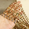 Picture of 1 M Vacuum Plating 304 Stainless Steel Valentine's Day Double-sided Enamel Handmade Link Chain For Handmade DIY Jewelry Making Findings Heart 18K Gold Plated 5mm