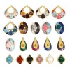 Image de 1 Pièce Breloques en 304 Acier Inoxydable & Pierre Style Royal Ovale Doré Multicolore Motif Sculpté Émail