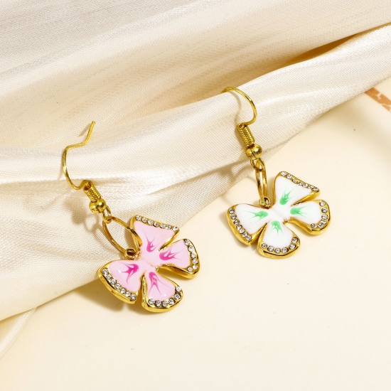 Image de 1 Pièce Breloques en 304 Acier Inoxydable Insecte Papillon Doré Multicolore Émail à Strass Transparent