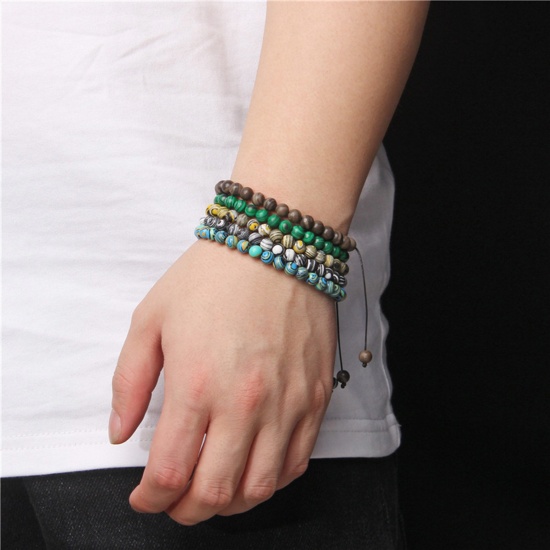 Image de 1 Pièce Bracelets Raffinés Bracelets Délicats Bracelet de Perles en Gemme ( Naturel/Teint ) Rond Réglable 30cm - 18cm Long