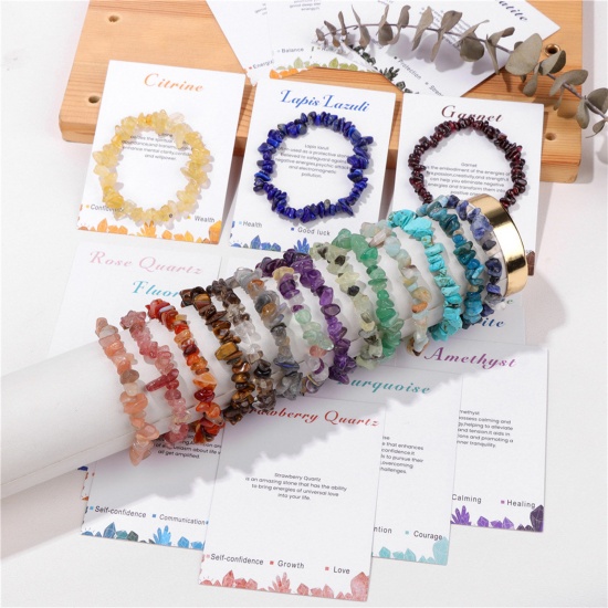 Image de 1 Pièce Bracelets Raffinés Bracelets Délicats Bracelet de Perles en Gemme ( Naturel ) Multicolore Irrégulier Graviers 19cm Long