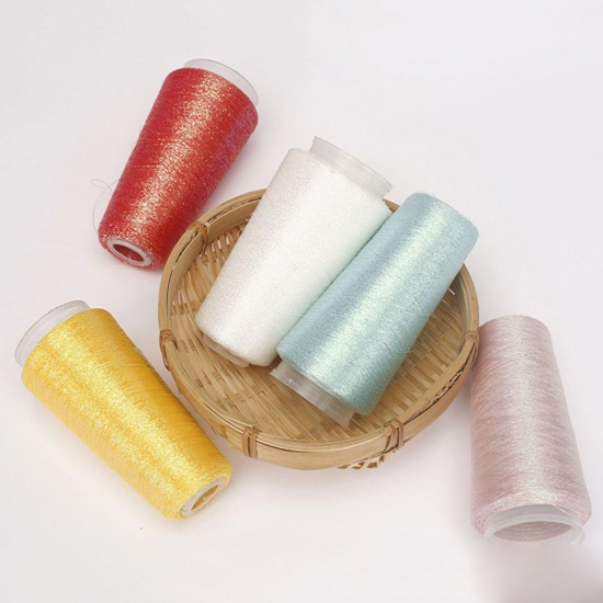 Picture of Polyester Fine Gold Silver Metallic Knitted Crochet Sewing Thread Yarn Partner Yarn For Needlework Multicolor