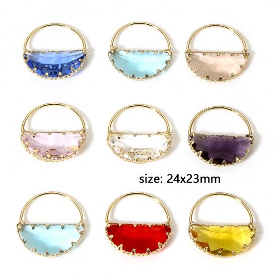 Picture of Brass & Glass Charms Gold Plated Multicolor Half Round 24mm x 23mm                                                                                                                                                                                            