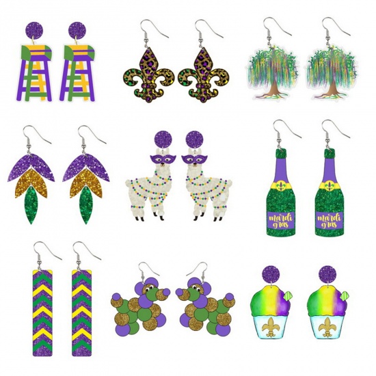 Picture of Acrylic Stylish Earrings Multicolor Beer Bottle