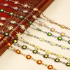 Picture of 304 Stainless Steel Handmade Link Chain For Handmade DIY Jewelry Making Findings Daisy Flower Double-sided Enamel 7.5mm