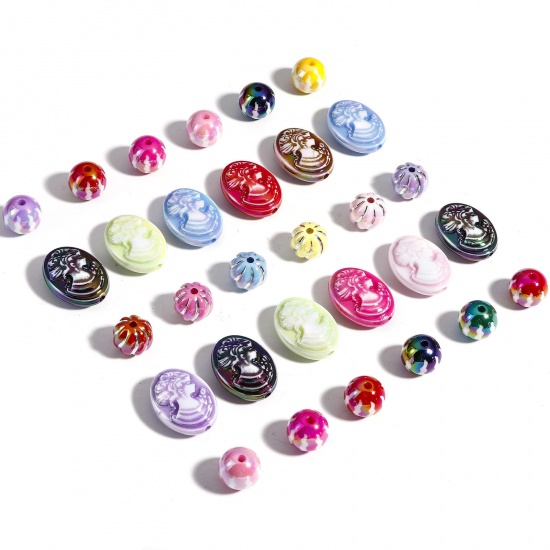 Immagine di 10 Pz Acrilato Perline per la Creazione di Gioielli con Ciondoli Fai-da-te A Colori Misti Casuali Zucca Bellezza avatar AB Colore