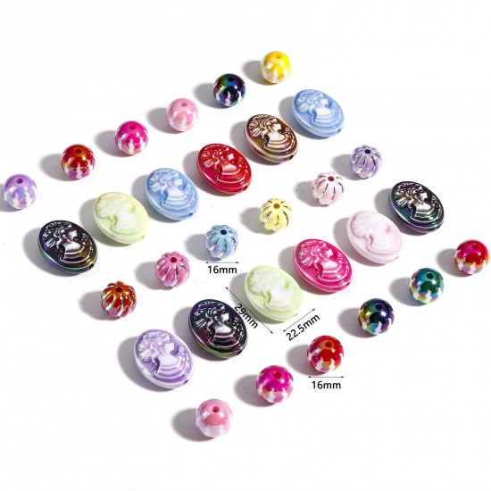 Bild von 10 Stück Acryl Perlen für die Herstellung von DIY-Charme-Schmuck Zufällig Gemischte Farben Kürbis Kopf von Schöner AB Farbe