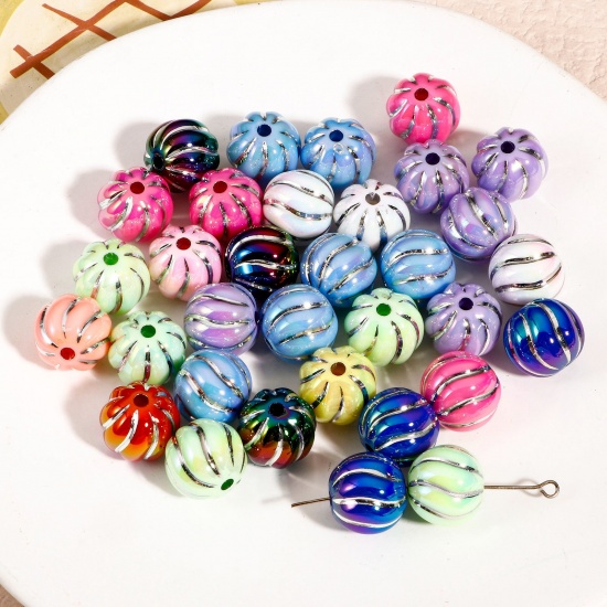 Bild von 10 Stück Acryl Perlen für die Herstellung von DIY-Charme-Schmuck Zufällig Gemischte Farben Kürbis Kopf von Schöner AB Farbe