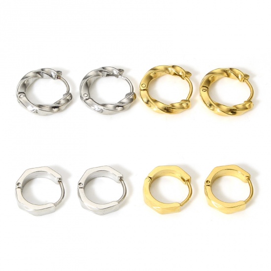 Picture of 304 Stainless Steel Hoop Earrings Real Gold Plated
