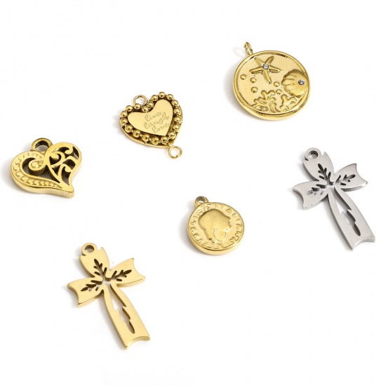 Image de 1 Pièce Breloques en 304 Acier Inoxydable Religieux Multicolore