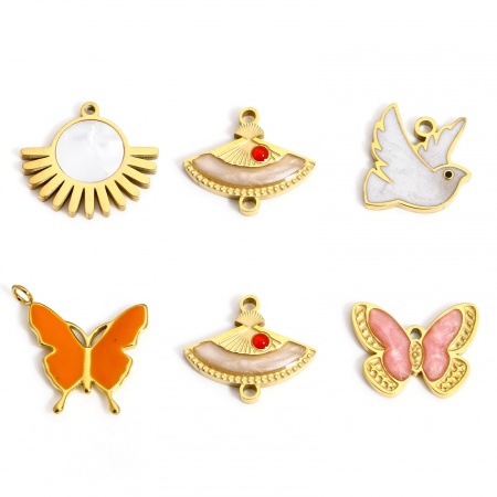 Immagine di 1 Pz 304 Acciaio Inossidabile Charms Orso Oro Placcato Cuore Smalto