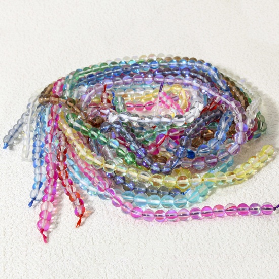 Image de 1 Enfilade Perles pour DIY Fabrication de Bijoux de Pendentife en Pierre de Lune ( Imitation ) Rond Multicolore Transparent 6mm Dia