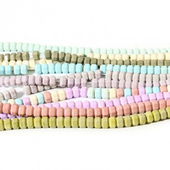 Imagen de 1 Sarta Ágata ( Natural/teñido ) Cuentas para la Fabricación de Joyas con Dijes de Bricolaje Hexágono Multicolor Aprox 7mm x 6mm