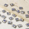 Image de 1 Pièce Bracelet à Maillons Breloques Italiens Accessories de Fabrication de Bracelets Bijoux DIY en 304 Acier Inoxydable Argent Mat Bleu Rectangle Alphabet Initial/ Lettre Majuscule Mots " A-Z " Émail 10mm x 9mm