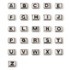 Picture of 304 Stainless Steel Italian Charm Links For DIY Bracelet Jewelry Making Silver Tone Black Rectangle Initial Alphabet/ Capital Letter Message " A-Z " Enamel 10mm x 9mm