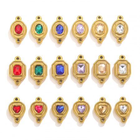 1 Stück Umweltfreundliche Vakuumbeschichtung 304 Edelstahl Steckverbinder Charms Anhänger Geometrie 18K Gold
