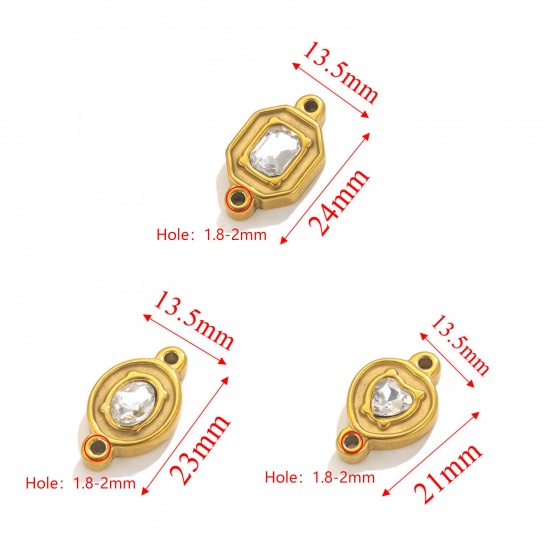 Picture of Eco-friendly Vacuum Plating 304 Stainless Steel Connectors Charms Pendants 18K Gold Color Geometric