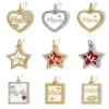 Picture of Brass Mother's Day Charms Real Gold Plated Micro Pave Clear Cubic Zirconia