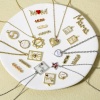 Picture of Brass Mother's Day Charms Real Gold Plated Micro Pave Clear Cubic Zirconia