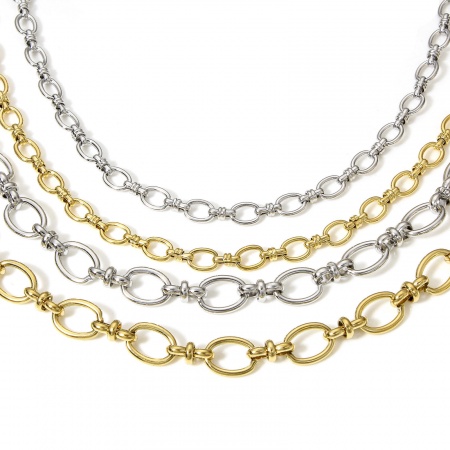 Eco-friendly Vacuum Plating 304 Stainless Steel Handmade Link Chain Necklace For DIY Jewelry Making With Lobster Claw Clasp And Extender Chain 40cm(15 6/8") long