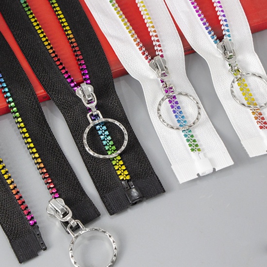 Picture of 5# Resin Zipper For Tailor Sewing Craft Multicolor Rainbow Color Plated Heart