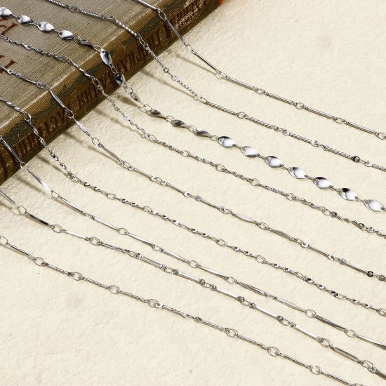 Bild von 1 Meter 304 Edelstahl Twist-Kette Für handgefertigte Schmuckherstellung Silberfarbe 1mm