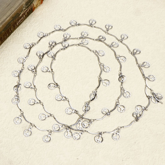 Picture of 304 Stainless Steel With Pendant Twist Chain For Handmade DIY Jewelry Making Findings Silver Tone 1mm