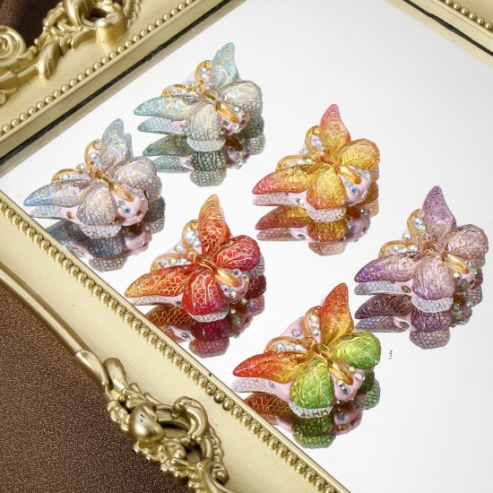 Изображение 1 ШТ Глина Насекомое Бисер для изготовления ювелирных украшений "Сделай сам Бабочка, Разноцветный Разноцветный 3.8см x 2.4см, 1.4мм