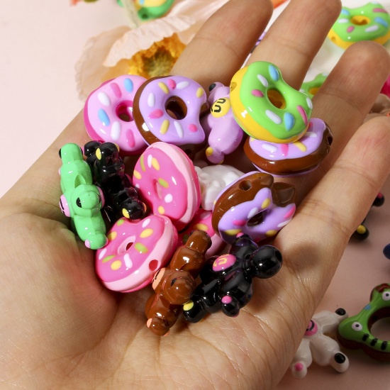 Immagine di 10 Pz Acrilato Perline per la Creazione di Gioielli con Ciondoli Fai-da-te A Colori Misti Casuali Gatto Frittella Dolce