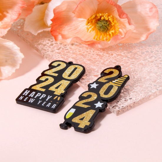 Picture of Acrylic Year Pendants Black Message " 2024 "