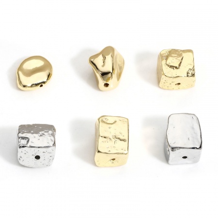 2 Unidades Latón Geométrico Cuentas para la Fabricación de Joyas con Dijes de Bricolaje Oro Real Chapado Irregular Piedra