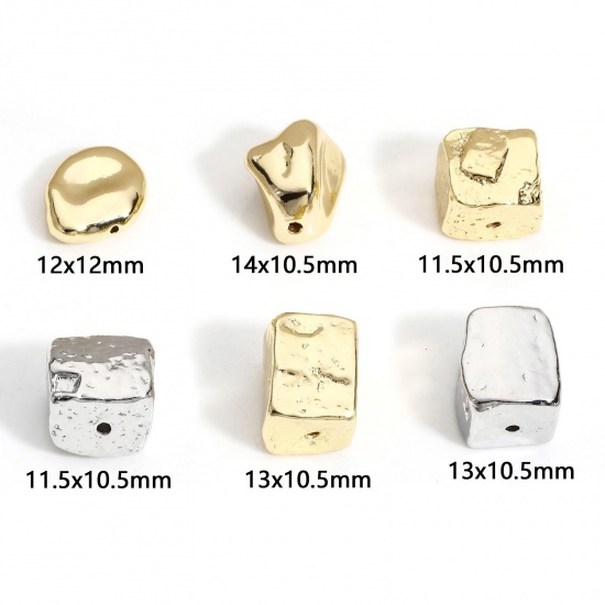 Picture of Brass Geometric Beads For DIY Charm Jewelry Making Real Gold Plated Irregular Stone                                                                                                                                                                           