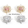 Picture of Brass Style Of Royal Court Character Beads For DIY Jewelry Making Real Gold Plated Rectangle Clear Rhinestone
