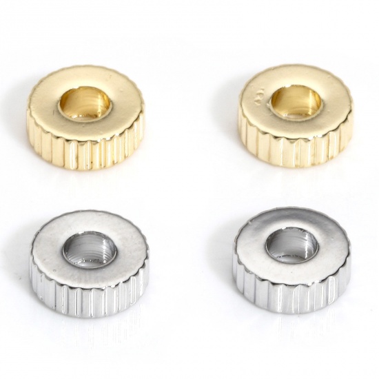 Picture of Brass Simple Beads For DIY Charm Jewelry Making Real Gold Plated Round Gear                                                                                                                                                                                   