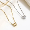 Picture of Brass Stylish Beads For DIY Jewelry Making Real Gold Plated Oval Pentagram Star Multicolor Rhinestone