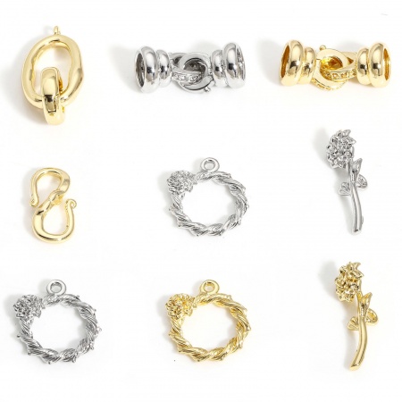 Brass Clasp Braided Rose Flower Real Gold Plated