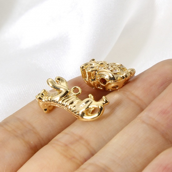 Immagine di 2 Pz Ottone Charms Animale 18K Vero Oro Placcato 3D