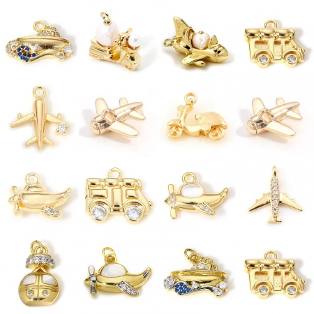 Brass Transport Charms 18K Real Gold Plated