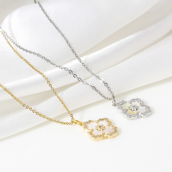 Picture of Natural Shell & Brass Style Of Royal Court Character Charms Multicolor Rhombus Micro Pave Clear Cubic Zirconia 19mm x 15mm
