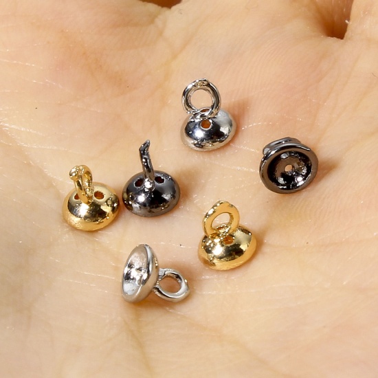Picture of Brass Beads Caps With Loop For Glass Bubbles Multicolor (Fit 8mm Bead) 5mm x 4mm                                                                                                                                                                              