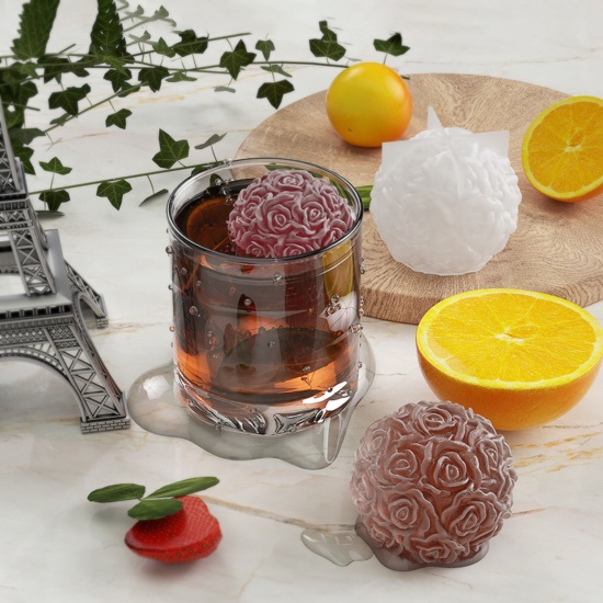 Image de 1 Pièce Moule en Silicone pour DIY Fabrication de Savon Bougie en Silicone La Saint Valentin Balle Rose Blanc 3D